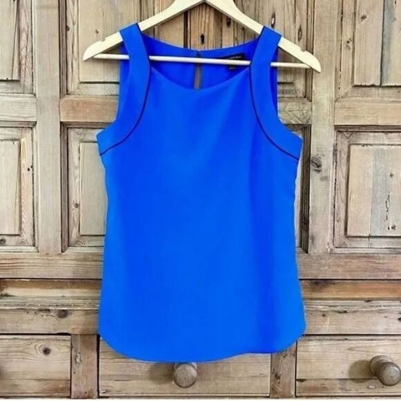 Banana Republic Bright Blue Polyester Tank Top with Black Trim XSMALL - Picture 1 of 13